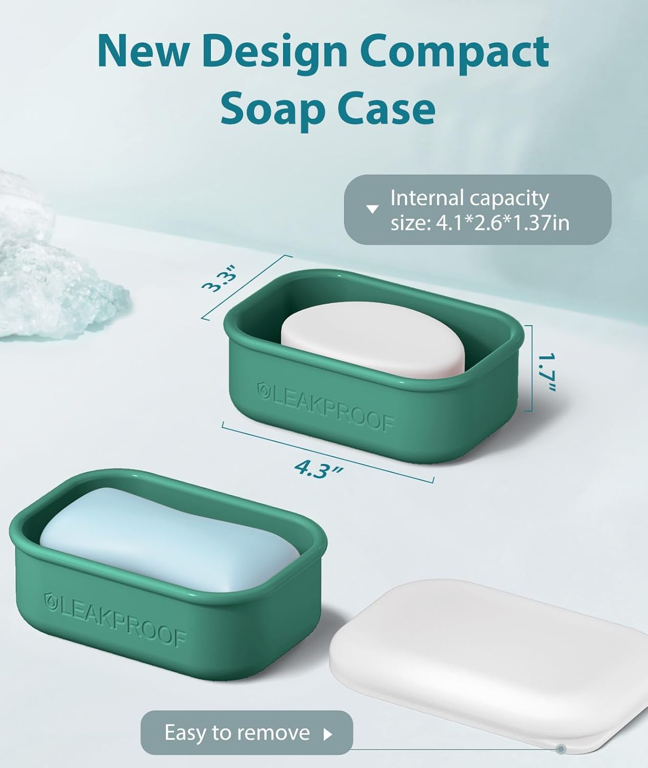 Compact Leakproof Travel Soap Case, Silicone Soap Box with Draining Layer, Enhanced Soap Container, Suitable for Camping, Gym, Bathroom, Outdoor Essentials, Green