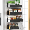 Metal 4 Pack Magnetic Spice Storage Rack Organizer for Refrigerator and Oven, Black Fridge Organizers and Storage, Metal