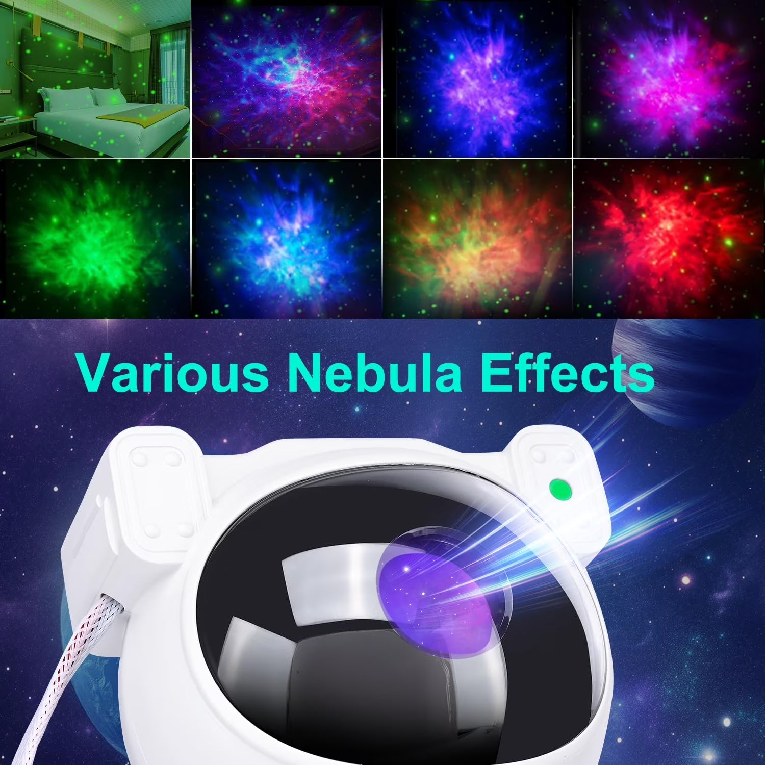 Star Projector with Bluetooth Speaker and Remote, Northern Lights Aurora Projector with Moon and Star