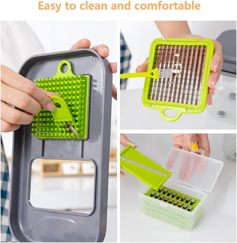 Vegetable Chopper 22 in 1 Multifunctional Onion Vegetable Mandoline Slicer Cutter Food Chopper Kitchen Manual Julienne Grater for Carrot Potato Fruit Salad with Colander Basket Container