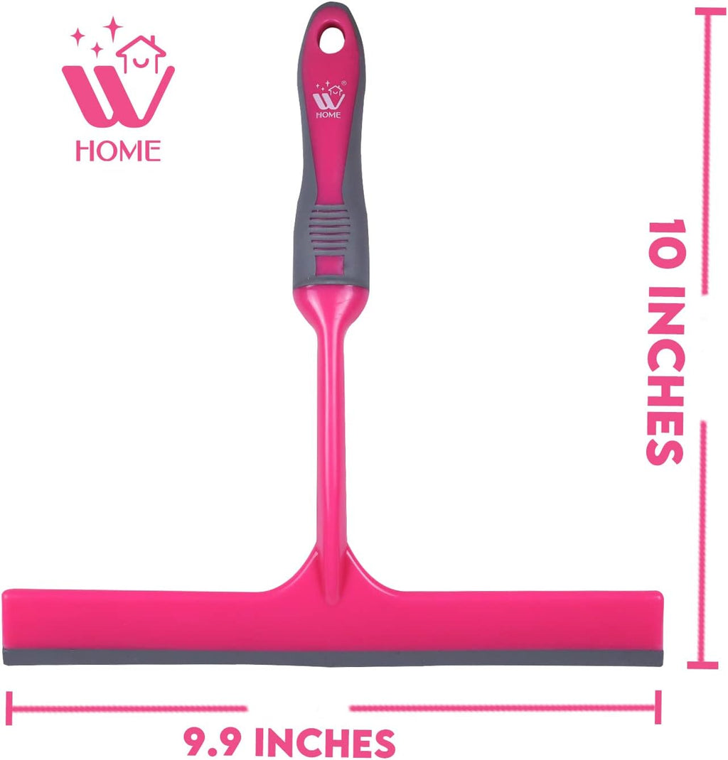 WBM Home Squeegee, Professional Scratch Free Surface Cleaner with Hanging Hole, Shower Squeegee, Pink