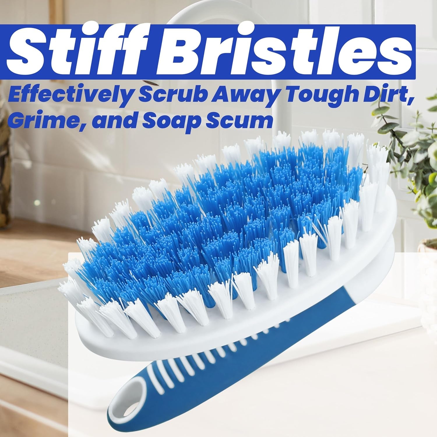 Scrub Brush, 2 Pack Household Cleaning Brushes with Stiff Bristles, Scrubbing Brush for Carpet, Shower, Bathtub, Kitchen, Pool Tile, Bathroom Scrubber