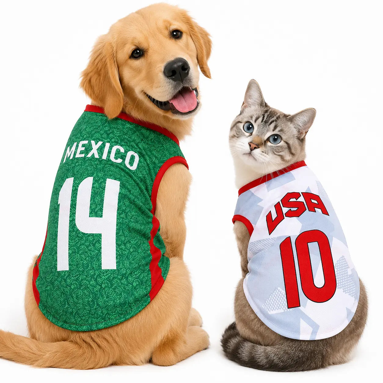 Pet Soccer Jersey Vest for Dogs & Cats, Lightweight Breathable Summer Pet Shirt, Team-Inspired Sleeveless Dog Clothes for Small Medium Pets