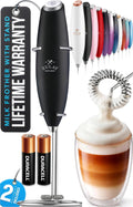 Powerful Milk Frother Wand with Duracell Batteries - Ultra Fast Handheld Drink Mixer - Electric Whisk Foam Maker for Coffee, Lattes, Cappuccino & Matcha - Z1 Motor - Black