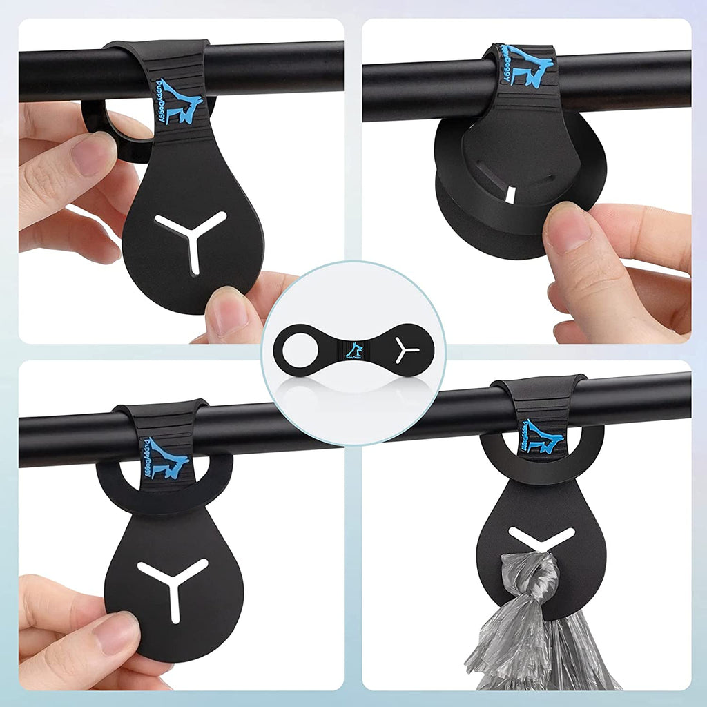 Dog Poop Bag Holder for Leash Waste Bag Carrier Dog Poop Bag Dispenser for Walking Running Bicycle Accessory 2 Pieces (Black)