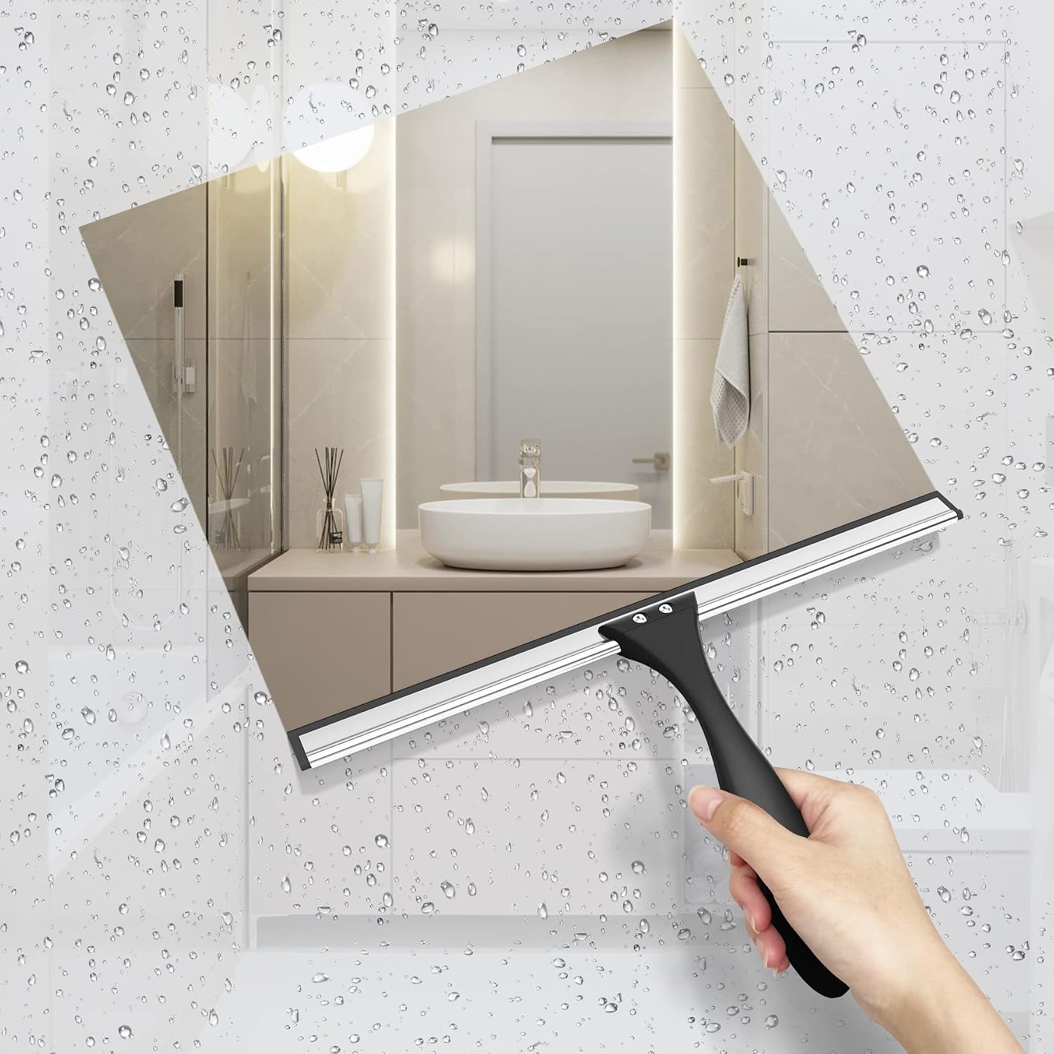 Squeegee for Shower Glass Door, Shower Squeegee for Glass Doors - All-Purpose Squeegee with Hook for Shower Doors, Windows, Mirrors, Tiles and Car Glass, 12 Inches