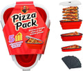 The Perfect ™ - Reusable Pizza Storage Container with 5 Microwavable Serving Trays - Bpa-Free Adjustable Pizza Slice Container to Organize & save Space, Red