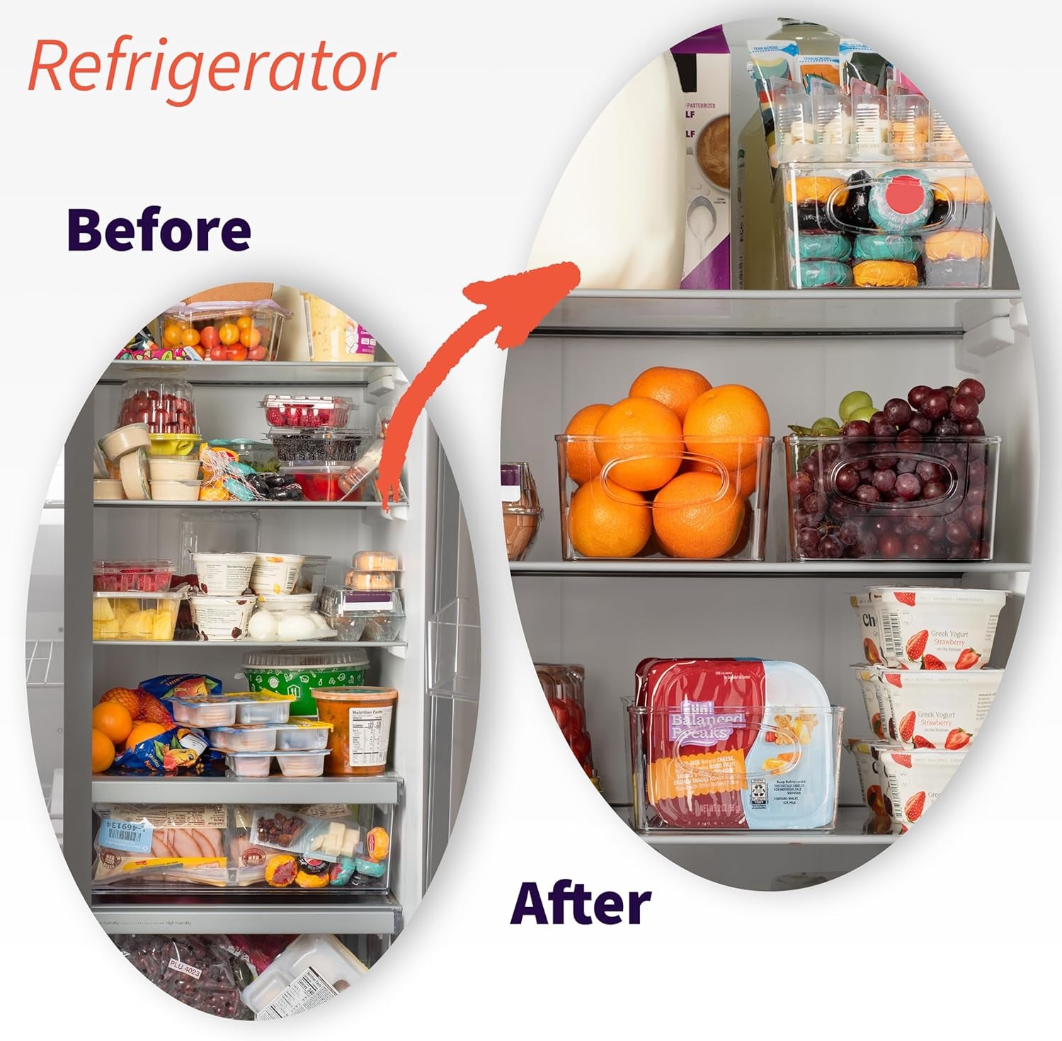 Plastic Pantry Organization and Storage Bins with Removable Dividers – Perfect Kitchen Organization or Kitchen Storage – Refrigerator Organizer Bins, Cabinet Organizers (2 Pack)