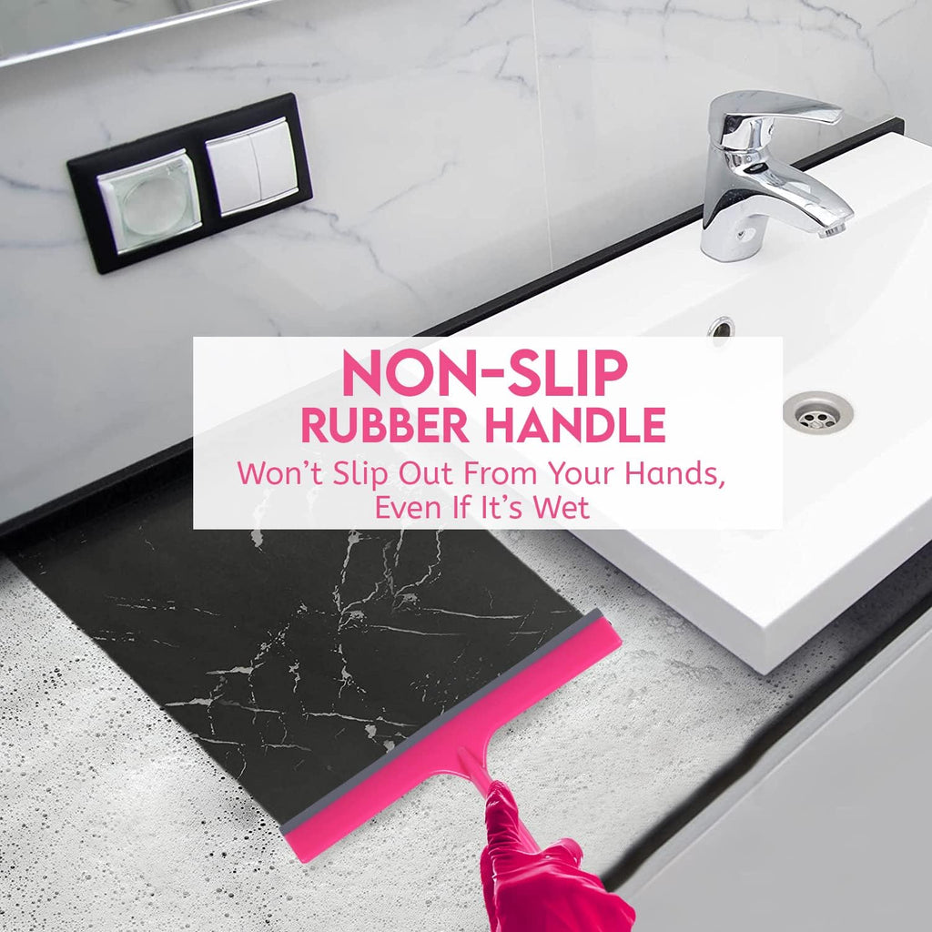 WBM Home Squeegee, Professional Scratch Free Surface Cleaner with Hanging Hole, Shower Squeegee, Pink