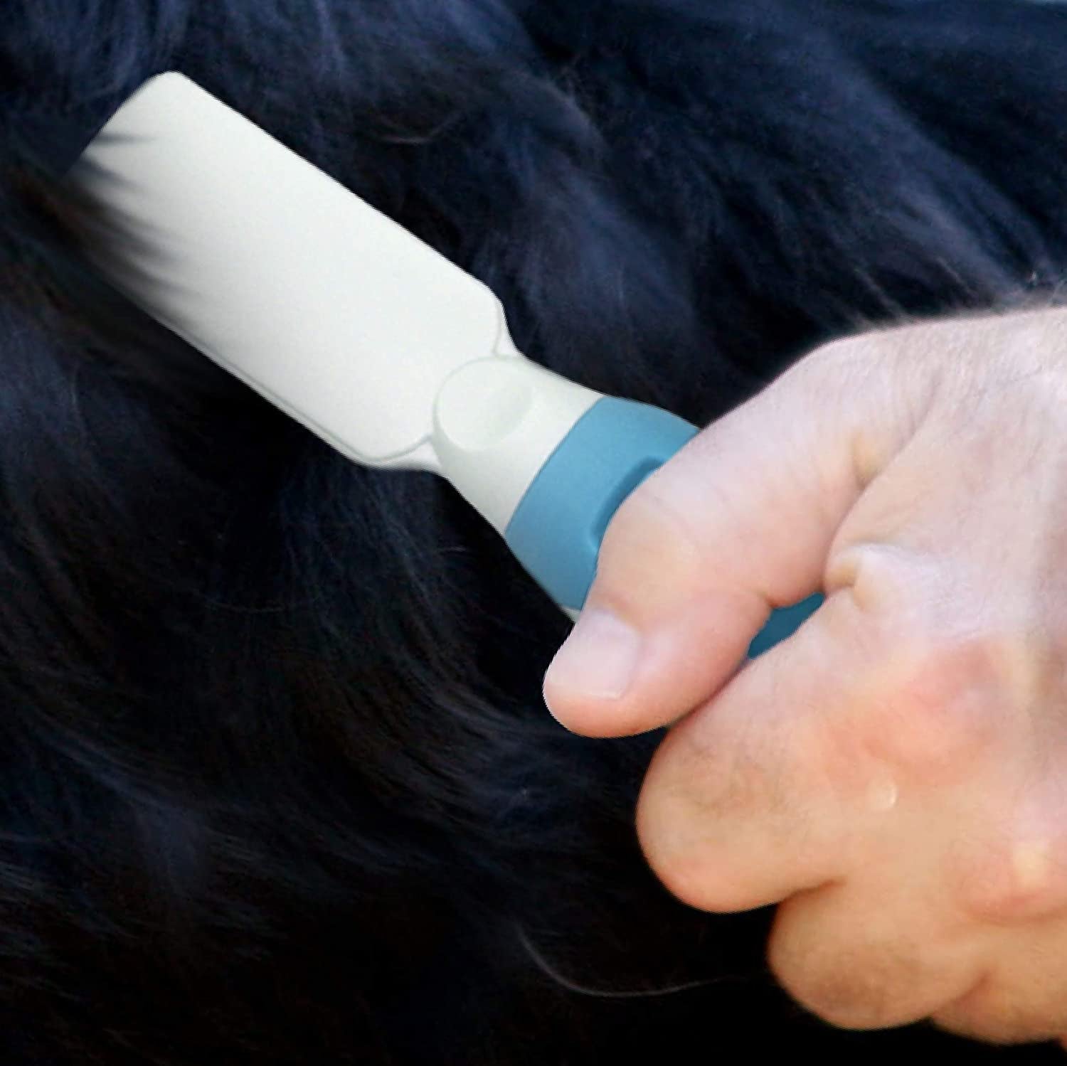 Professional Pet Mat Remover - Dematting Tool for Grooming Cats & Dogs - Removes Matted Fur, Tangles, Knots, Loose Hair & Dirt - Stainless Steel, Gentle Teeth, Soft Comfort Grip Handle,Blue