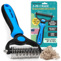 Original Pet Grooming Rake - Double-Sided Deshedding Dematting Tool, Undercoat Rake for Dogs & Cats, Extra-Wide Dog Grooming Brush & Deshedder Comb for Long Hair, Reduces Shedding 95%