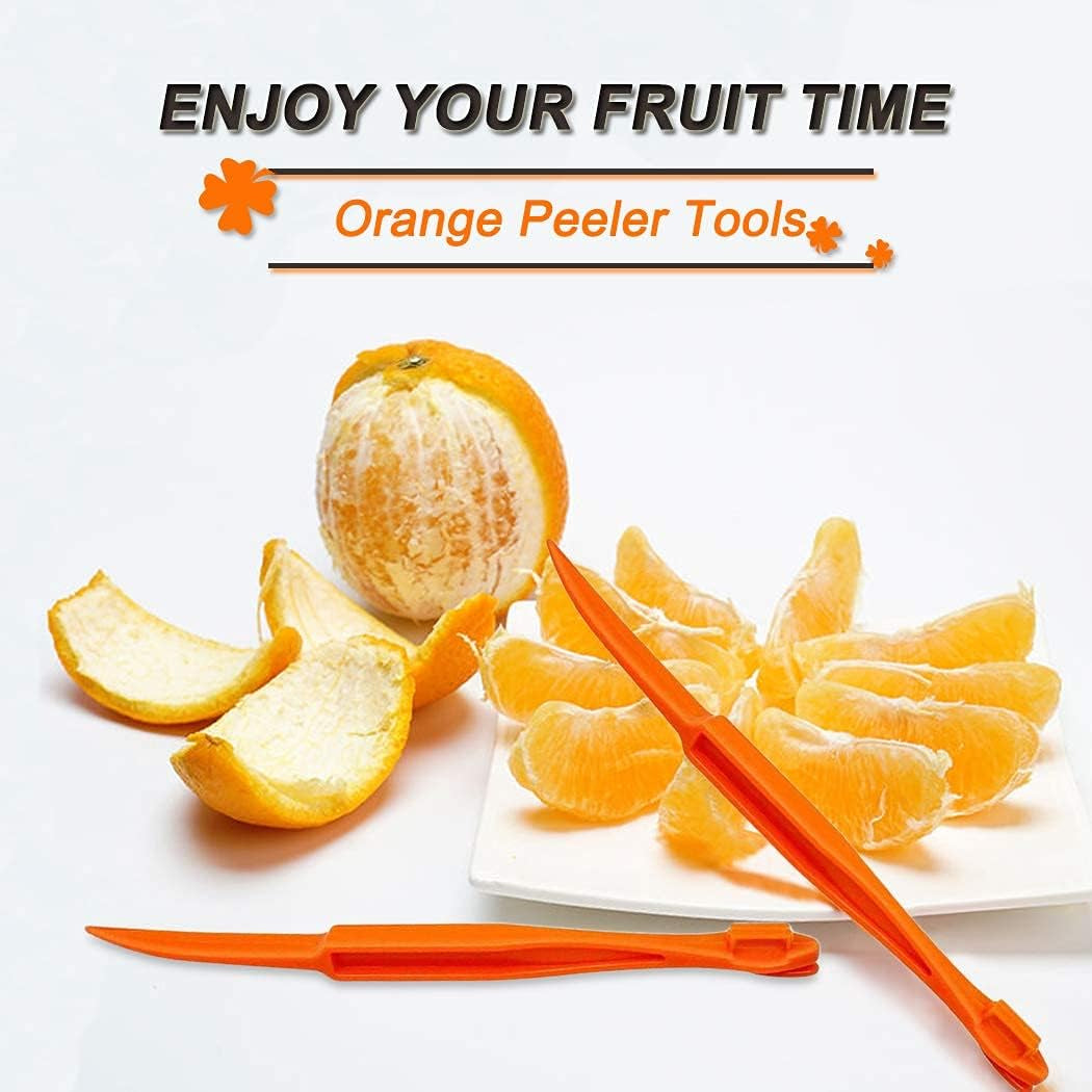 Orange Peeler Tools - Plastic Orange Peeler Citrus Remover Easy Open Lemon Citrus Peel Cutter Vegetable Slicer Fruit Tools Kitchen Gadgets (Orange 2 Pack)