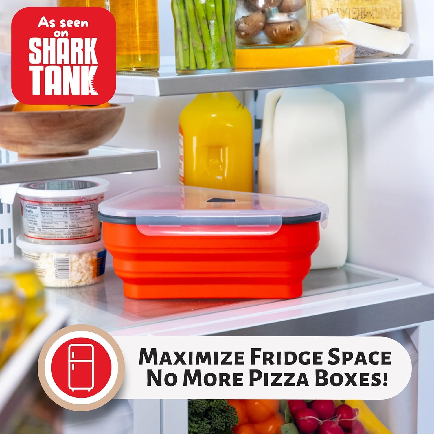 The Perfect ™ - Reusable Pizza Storage Container with 5 Microwavable Serving Trays - Bpa-Free Adjustable Pizza Slice Container to Organize & save Space, Red