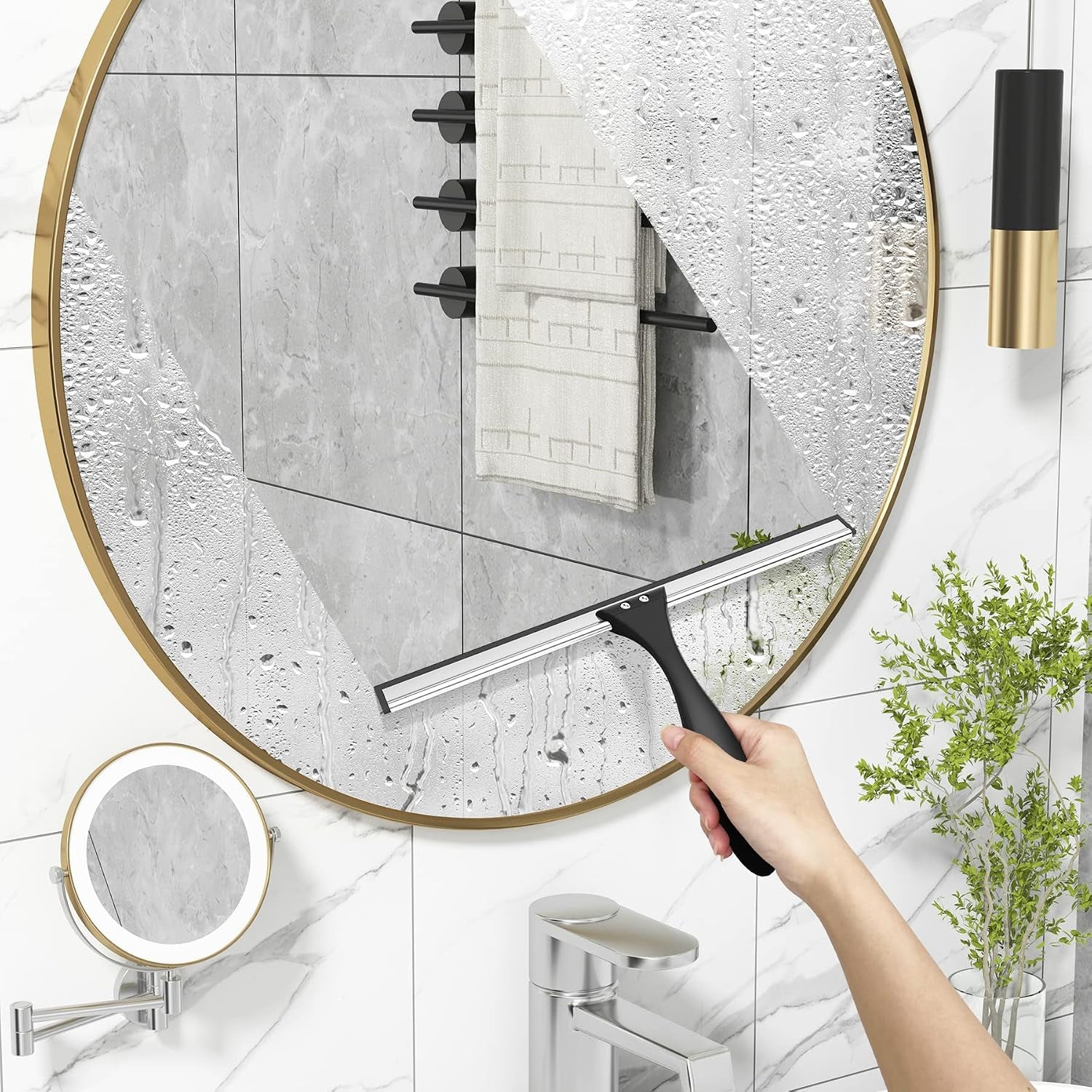 Squeegee for Shower Glass Door, Shower Squeegee for Glass Doors - All-Purpose Squeegee with Hook for Shower Doors, Windows, Mirrors, Tiles and Car Glass, 12 Inches