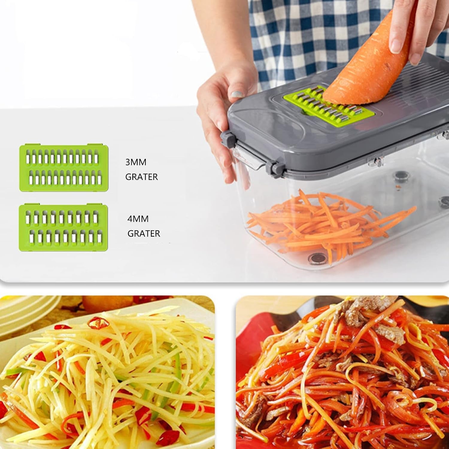 Vegetable Chopper 22 in 1 Multifunctional Onion Vegetable Mandoline Slicer Cutter Food Chopper Kitchen Manual Julienne Grater for Carrot Potato Fruit Salad with Colander Basket Container
