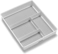 4 Compartment Drawer Organizer, Multi Purpose Storage for Utensils, Office Tools, Cords, & Small Household Items, Tech Accessories, Arts & Crafts Supplies, Non Slip Lining, White