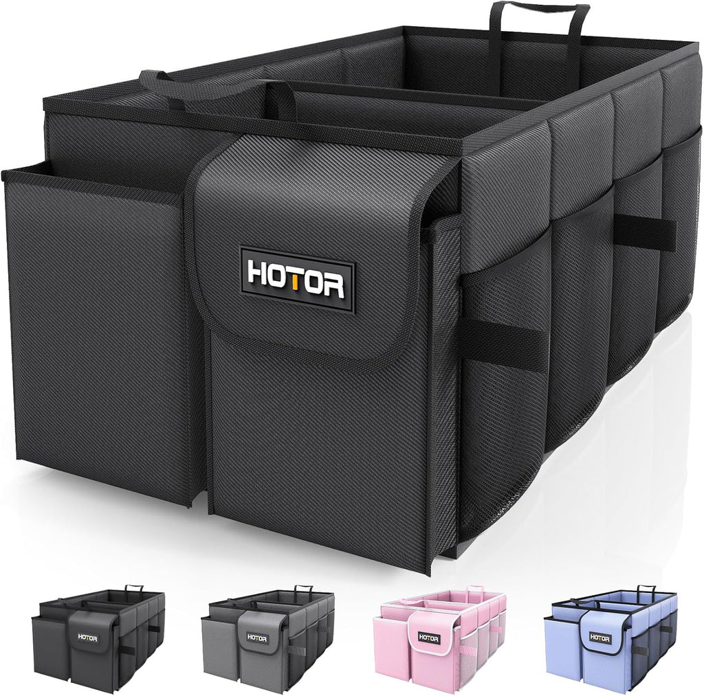 Trunk Organizer - Car Organizer, Foldable Trunk Organizer for Suvs & Sedans, Sturdy Car Organization for Car Accessories, Tools, Sundries, Black, 2 Compartments, 21.3"×12.6"×10.6"
