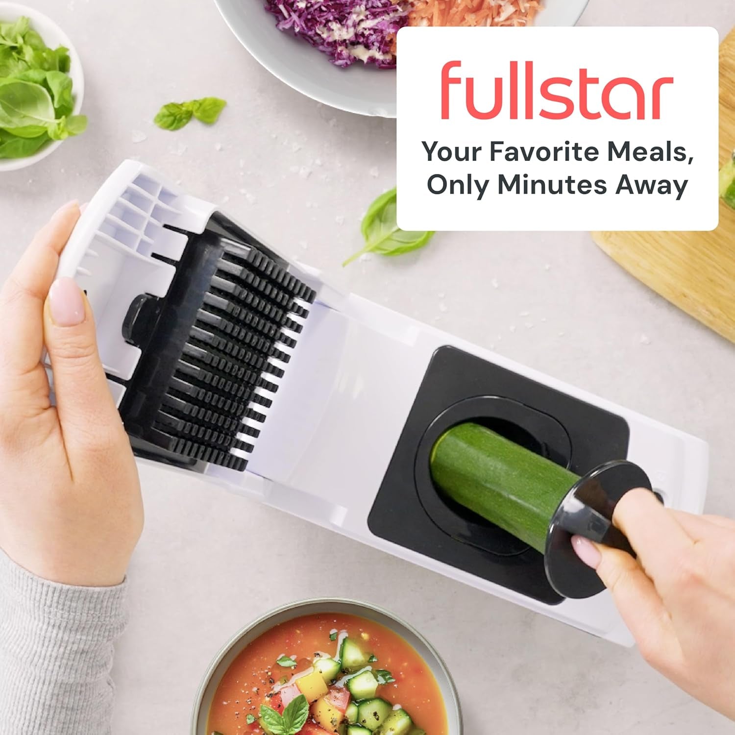 Pro Original Vegetable Chopper - Chopper and Spiralizer - Food Chopper with Container, Fruit Cutter, Onion Dicer - All-In-One Prep Tool - Kitchen Gadgets and Gifts (4 in 1, White)