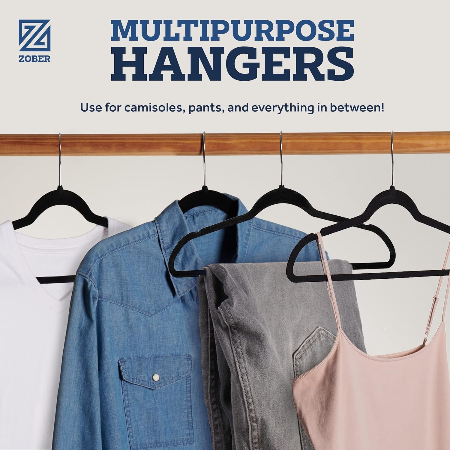 Black Velvet Hangers 50 Pack - Clothes Hangers, Coat Hanger for Pants & Dress Clothes - Non Slip W/ 360 Degree Swivel, Holds up to 10 Lbs - Strong Felt Hanger for Clothing