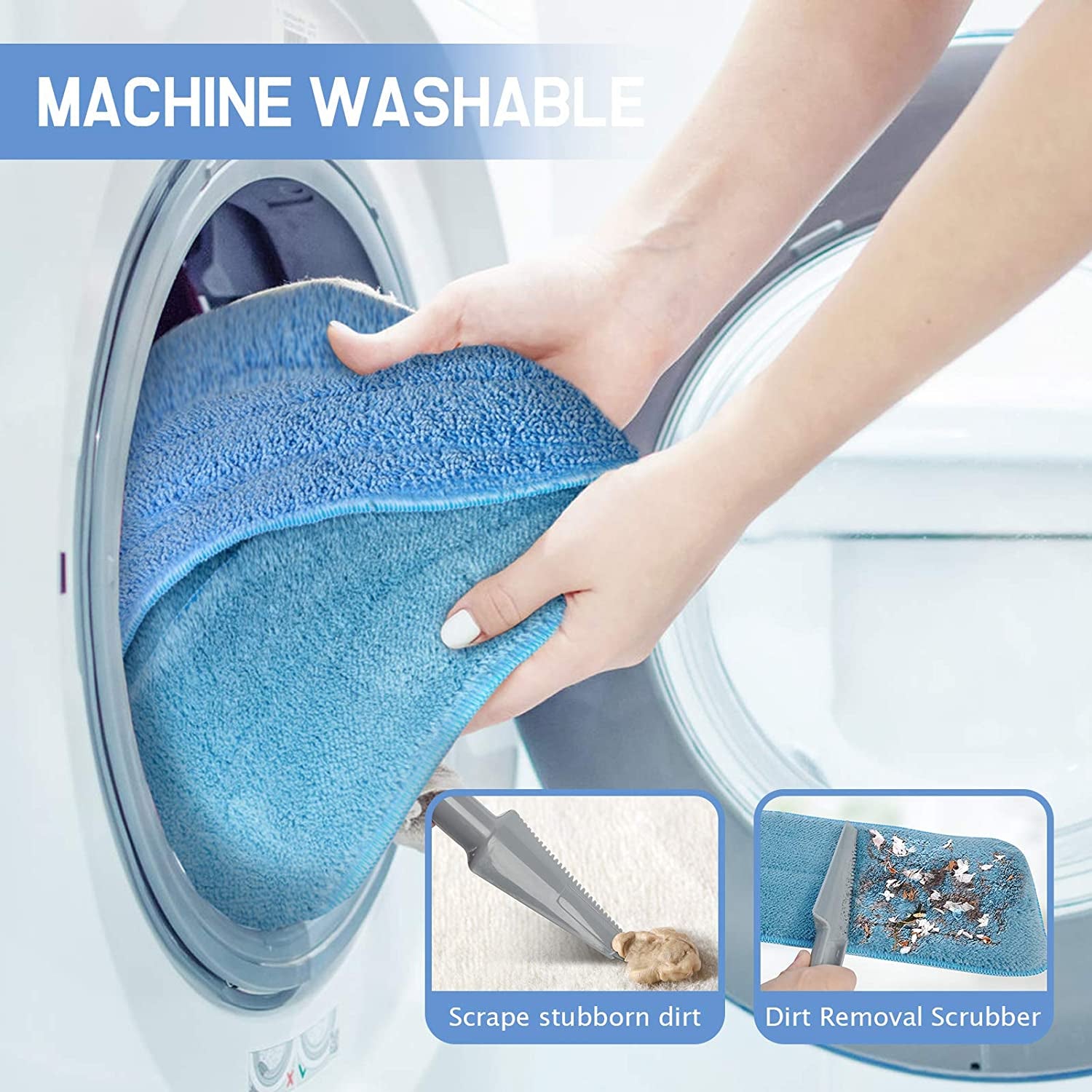 18" Professional Microfiber Mop Floor Cleaning System, Flat Mop with Stainless Steel Handle, 4 Reusable Washable Mop Pads, Wet and Dust Mopping for Hardwood, Vinyl, Laminate, Tile Cleaning