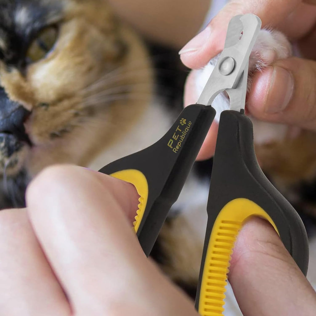 Cat Nail Clippers by  – Professional Stainless-Steel Nail Clipper for Cats, Kittens, Hamster, Rabbits, Birds, & Small Breed Animals Claw Trimmer (Black+Yellow)