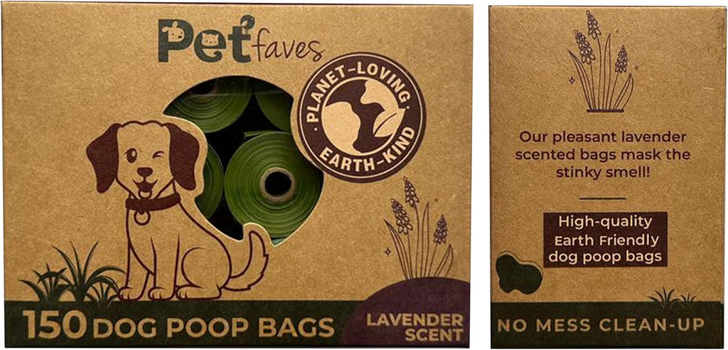Eco-Friendly Dog Poop Bags -100% Leak-Proof, Strong and Extra Long Doggie Poop Bags for Dogs and Cats Waste Bag, Lavender Scented - 150 Bags (1 Pack)