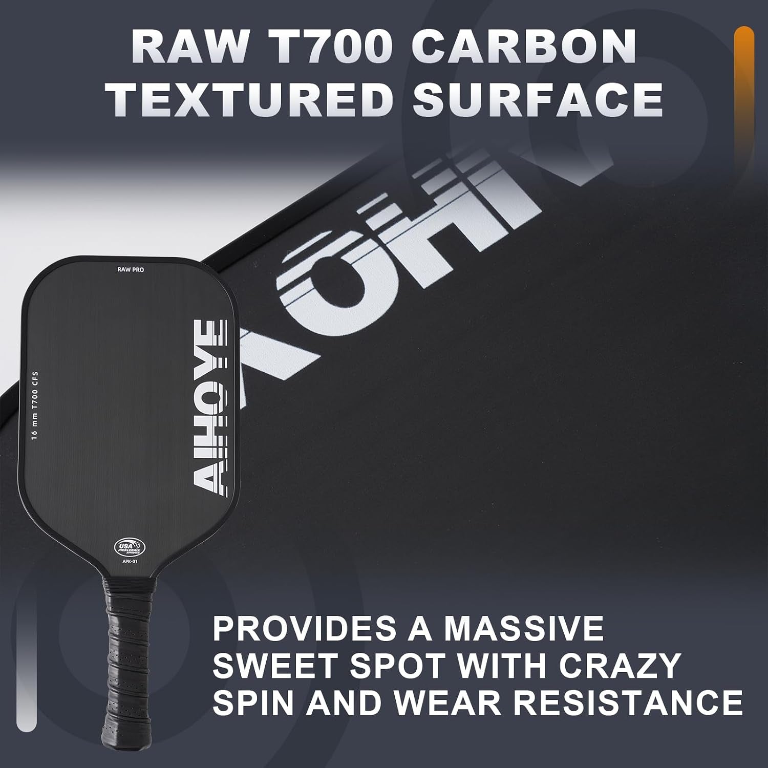 PRO Pickleball Paddles- Raw T700 Carbon Fiber Textured Surface (CFS) with High Grit & Spin, Pickleball Paddles with 16MM Polypropylene Honeycomb Core, USAPA Approved