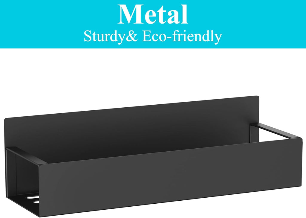Metal 4 Pack Magnetic Spice Storage Rack Organizer for Refrigerator and Oven, Black Fridge Organizers and Storage, Metal