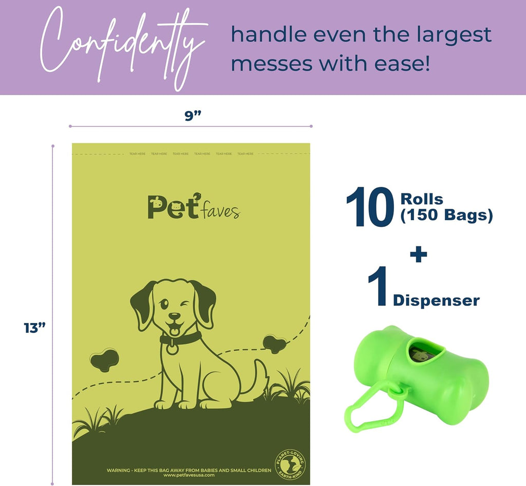 Eco-Friendly Dog Poop Bags -100% Leak-Proof, Strong and Extra Long Doggie Poop Bags for Dogs and Cats Waste Bag, Lavender Scented - 150 Bags (1 Pack)