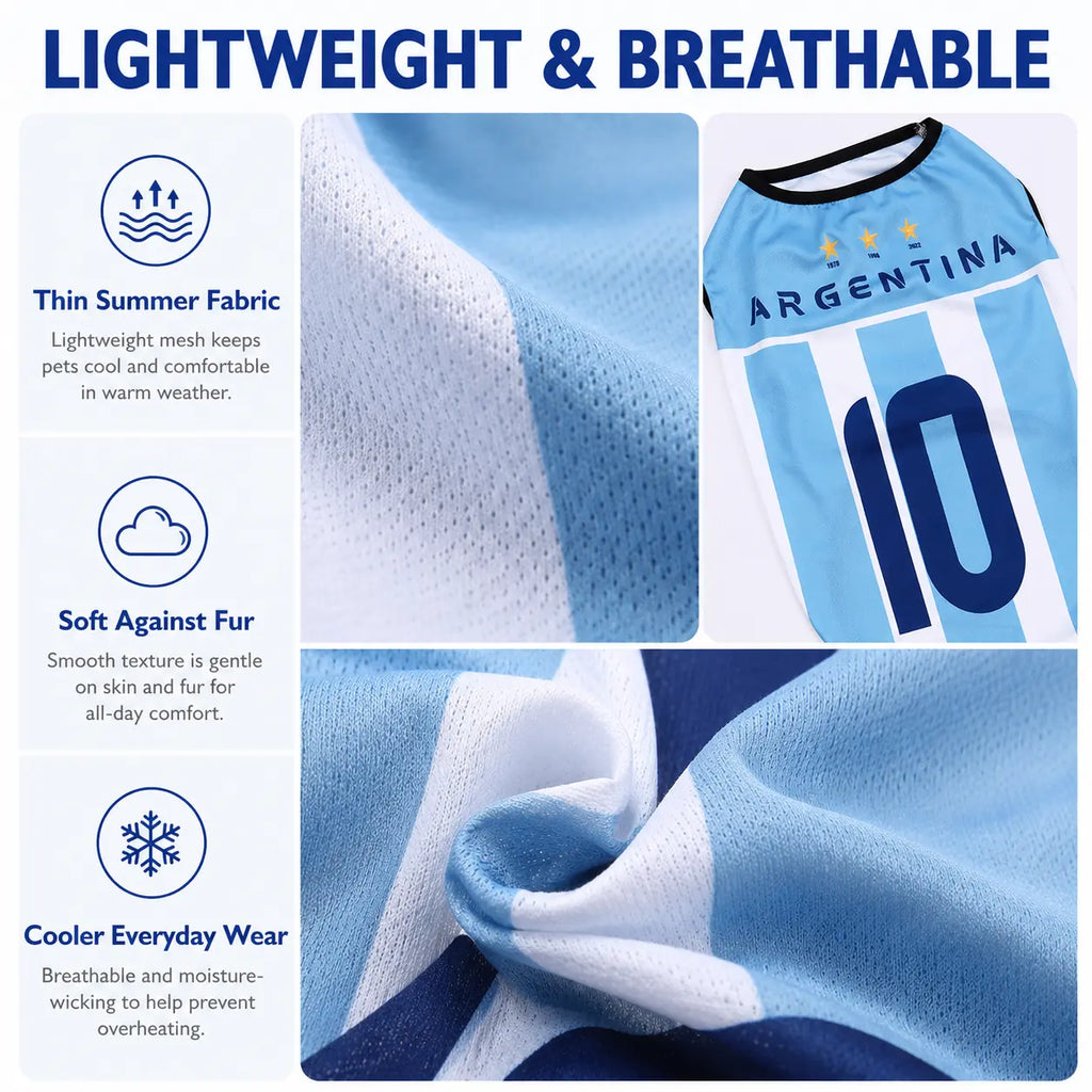 Pet Soccer Jersey Vest for Dogs & Cats, Lightweight Breathable Summer Pet Shirt, Team-Inspired Sleeveless Dog Clothes for Small Medium Pets