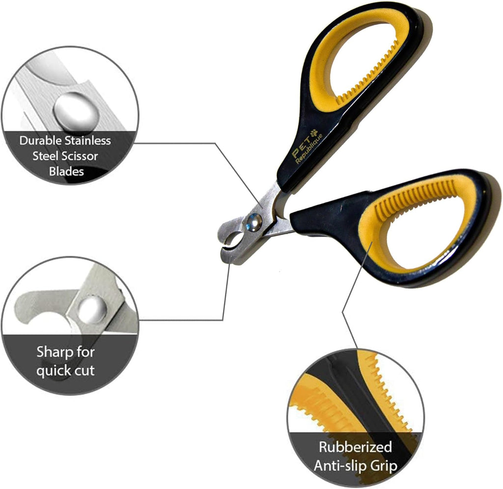 Cat Nail Clippers by  – Professional Stainless-Steel Nail Clipper for Cats, Kittens, Hamster, Rabbits, Birds, & Small Breed Animals Claw Trimmer (Black+Yellow)