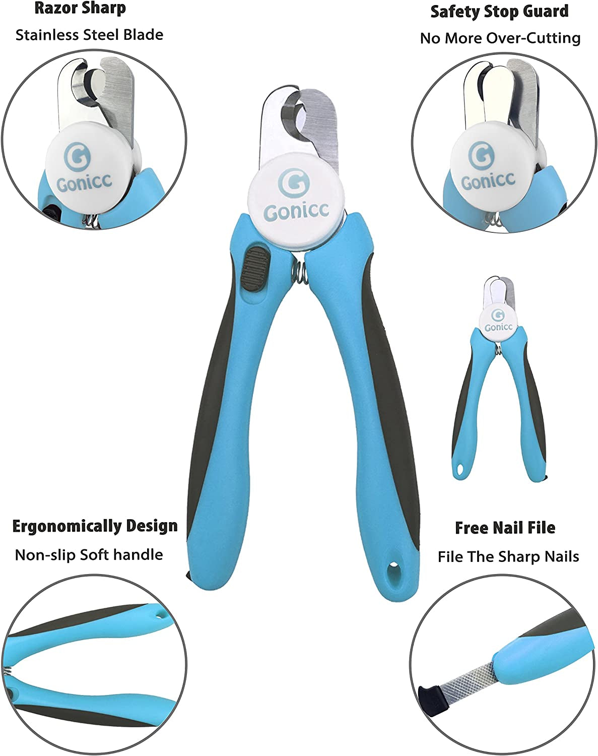 Dog & Cat Pets Nail Clippers and Trimmers - with Safety Guard to Avoid Overcutting, Free Nail File, Razor Sharp Blade - Professional Grooming Tool for Pets (For Large and Medium Dogs)