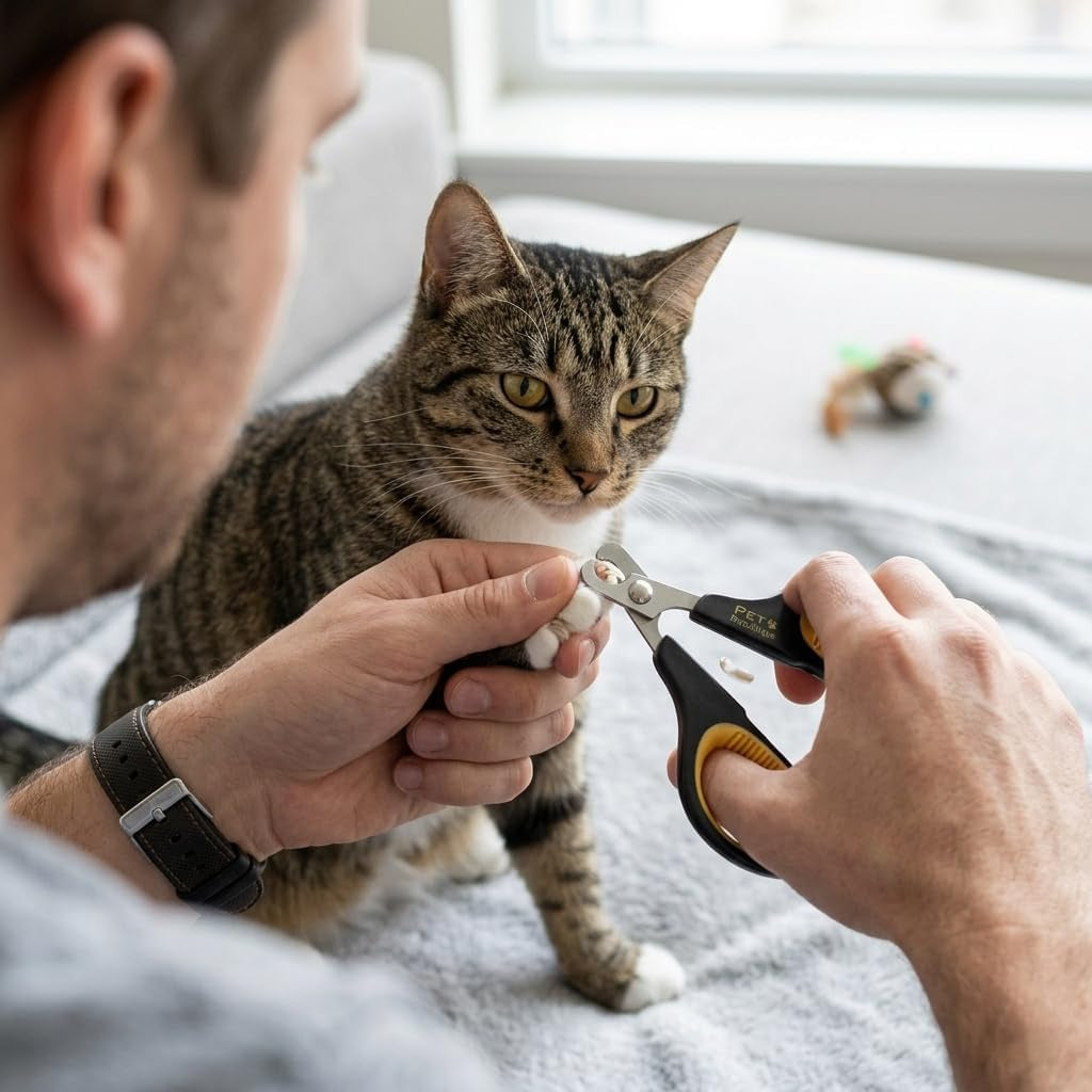 Cat Nail Clippers by  – Professional Stainless-Steel Nail Clipper for Cats, Kittens, Hamster, Rabbits, Birds, & Small Breed Animals Claw Trimmer (Black+Yellow)