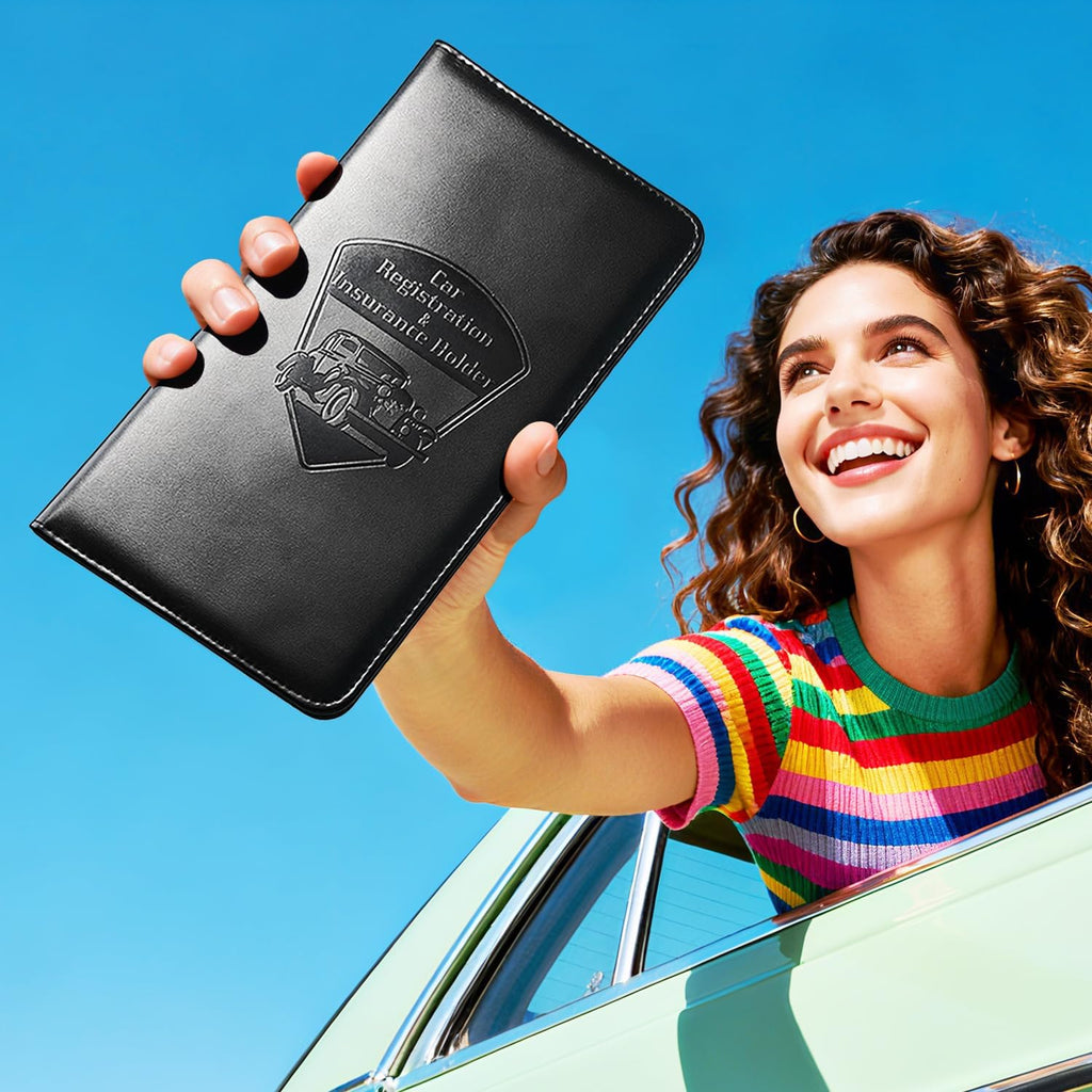 Car Registration and Insurance Holder - Vehicle Glove Box Car Organizer, Auto Truck Comparment Accessories Case for Essential Document, Driver License, Cards