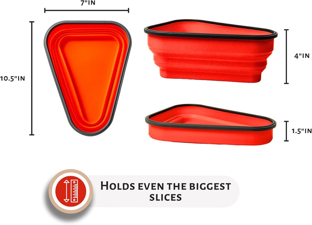 The Perfect ™ - Reusable Pizza Storage Container with 5 Microwavable Serving Trays - Bpa-Free Adjustable Pizza Slice Container to Organize & save Space, Red