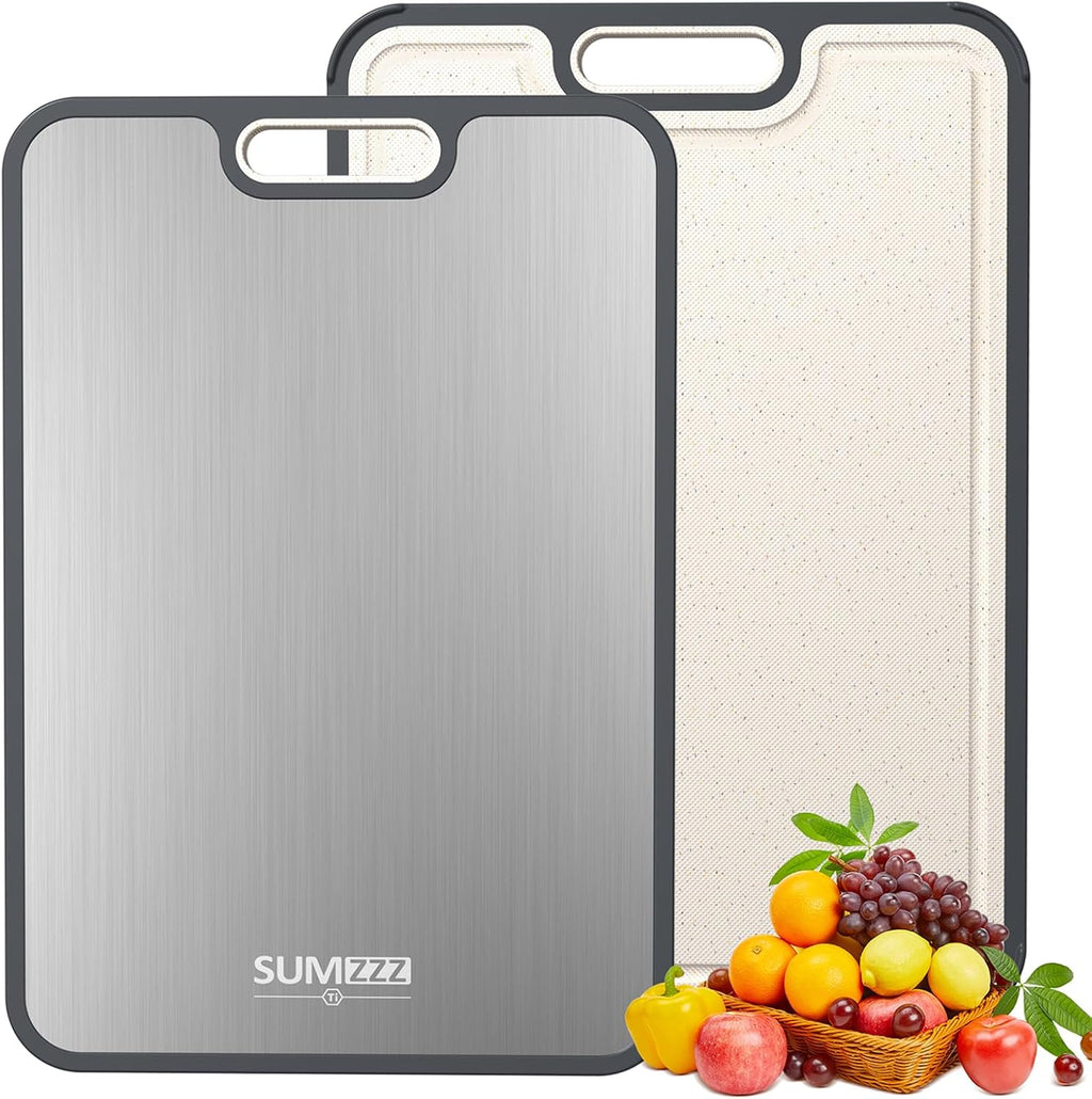 Titanium Cutting Board for Kitchen, Cutting Board Double Sided Food Grade, Pure Titanium/Pp, Easy to Clean Large Size 15”×10.3”