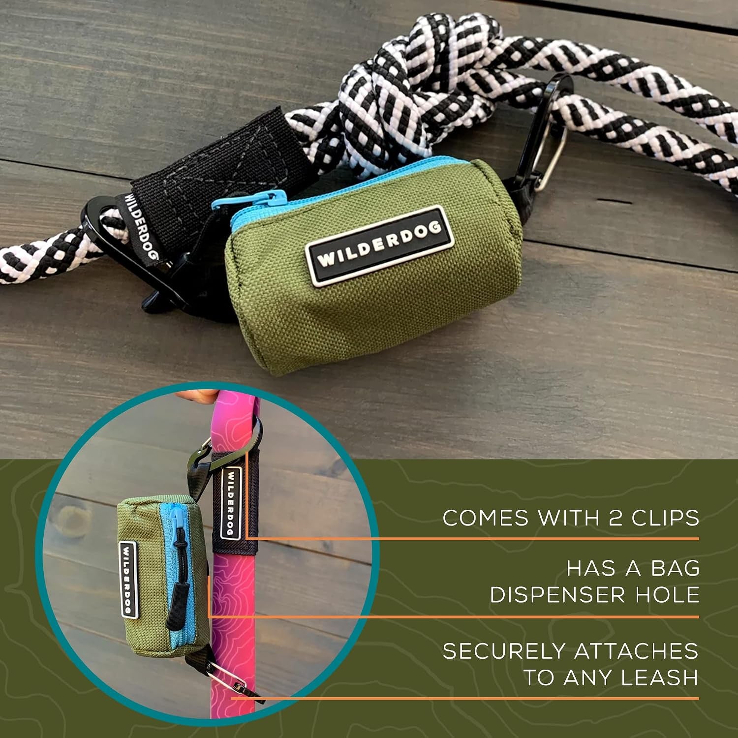 Dog Poop Bag Holder - Dark Green