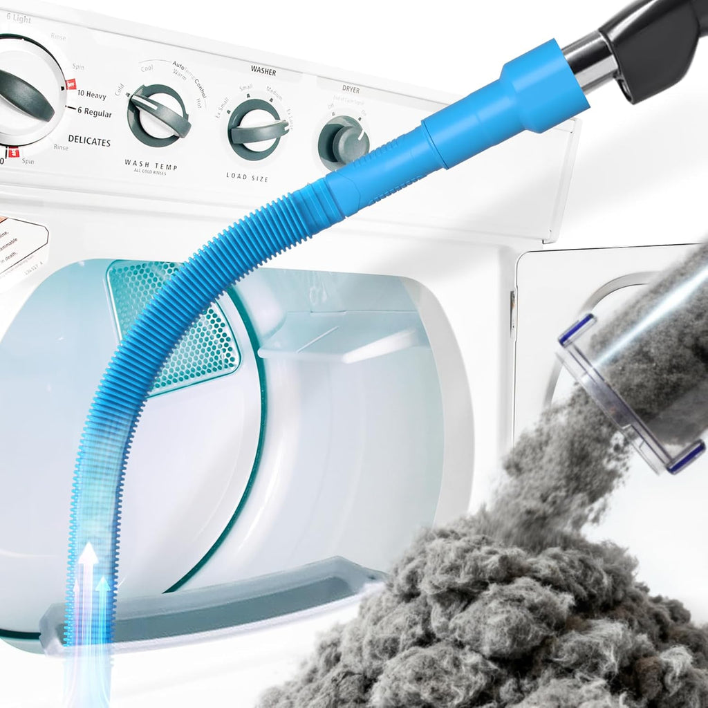 Dryer Vent Cleaner Kit Dryer Lint Vacuum Attachment Brush, Lint Remover, Dryer Vent Vacuum Hose Replacement Parts,Duct Cleaning,Blue
