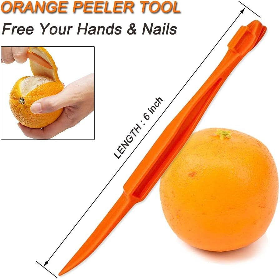Orange Peeler Tools - Plastic Orange Peeler Citrus Remover Easy Open Lemon Citrus Peel Cutter Vegetable Slicer Fruit Tools Kitchen Gadgets (Orange 2 Pack)