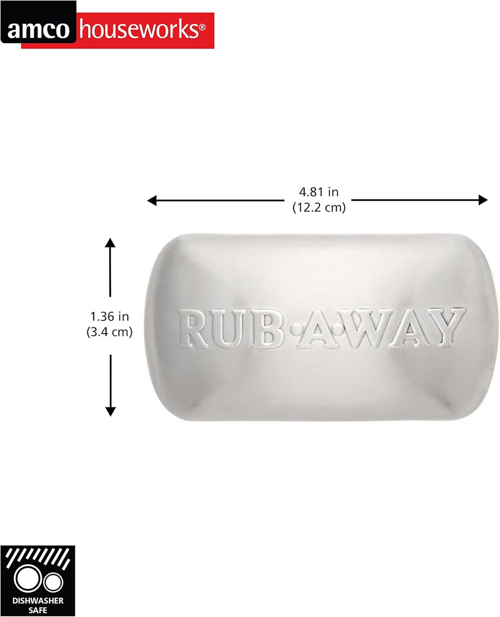 Rub-A-Way Bar, Stainless Steel Odor Absorber (4" X 2.25") - Dishwasher Safe Kitchen & Outdoor Essential for Garlic, Onion, Fishing, Hiking Odors - Natural Odor Remover