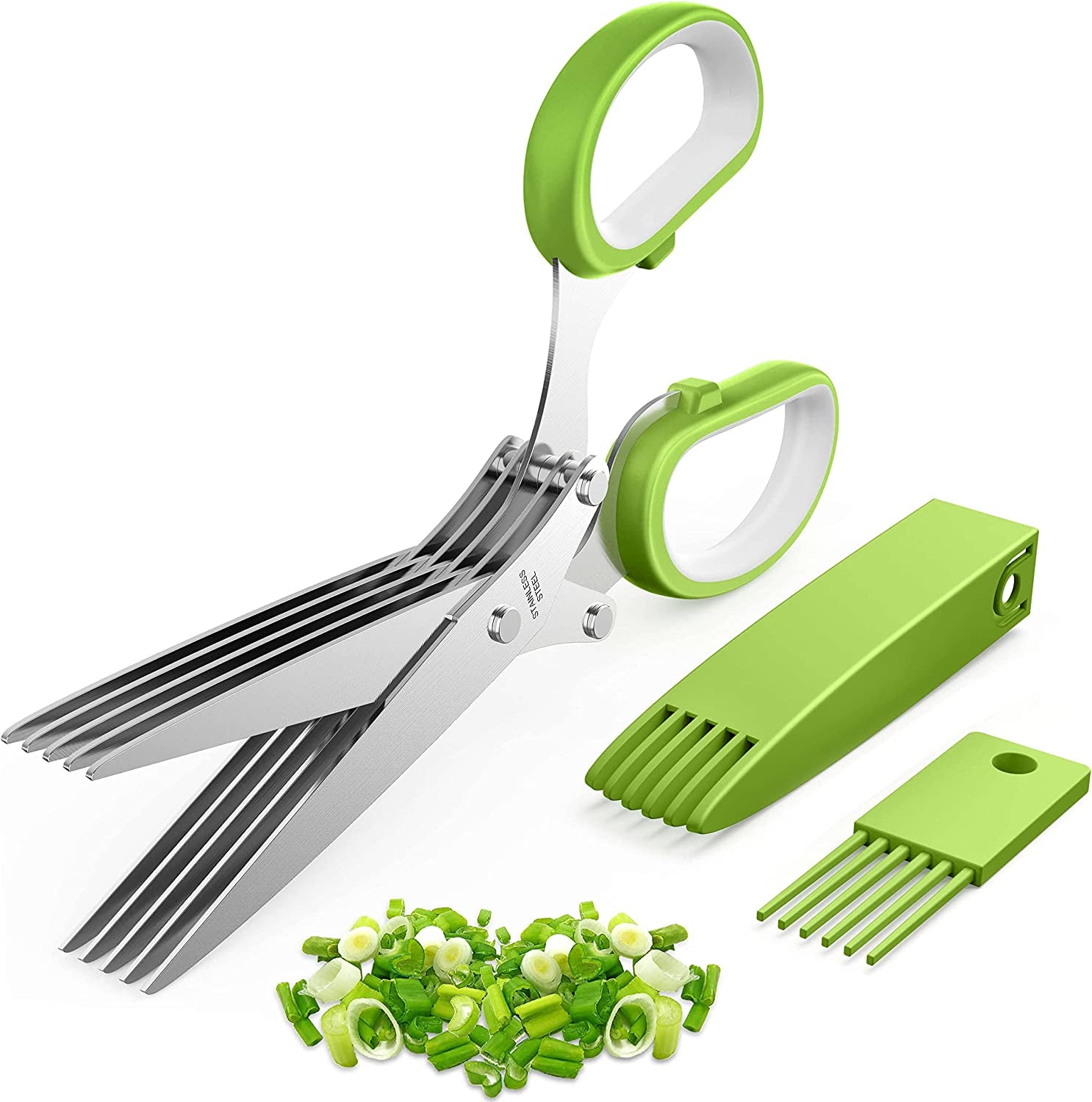 2026 Upgraded Herb Scissors, Effortless Herb Shears Cutter Tool with Sharp Stainless Steel Blades for Fresh Herbs, Must-Have Kitchen & Cooking Gadget, Green